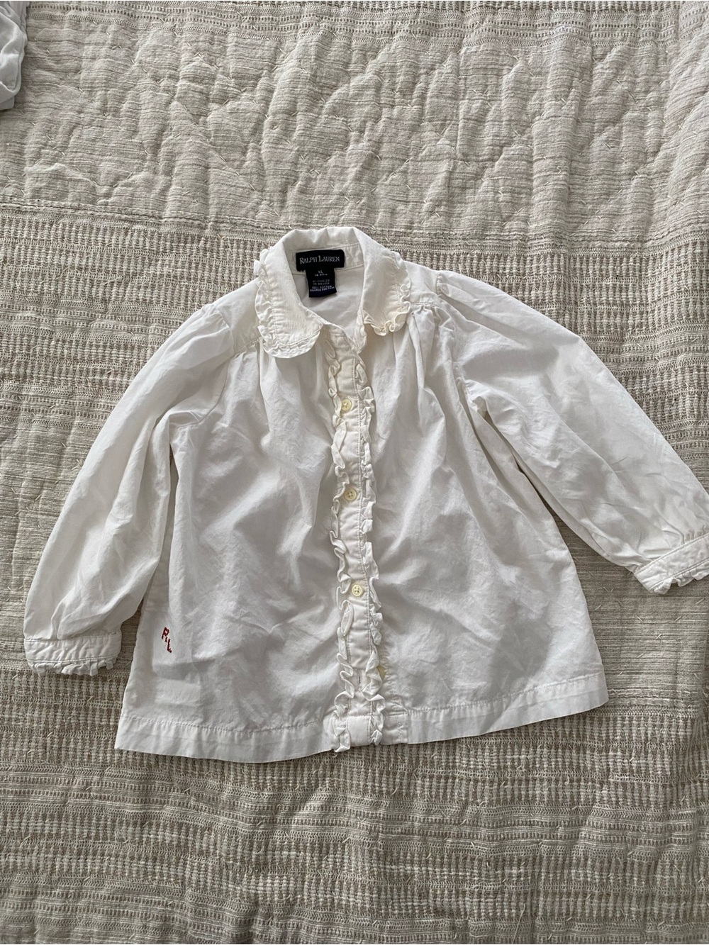 Vintage Ralph Lauren White cream Cotton Button-Up Shirt size 18 months